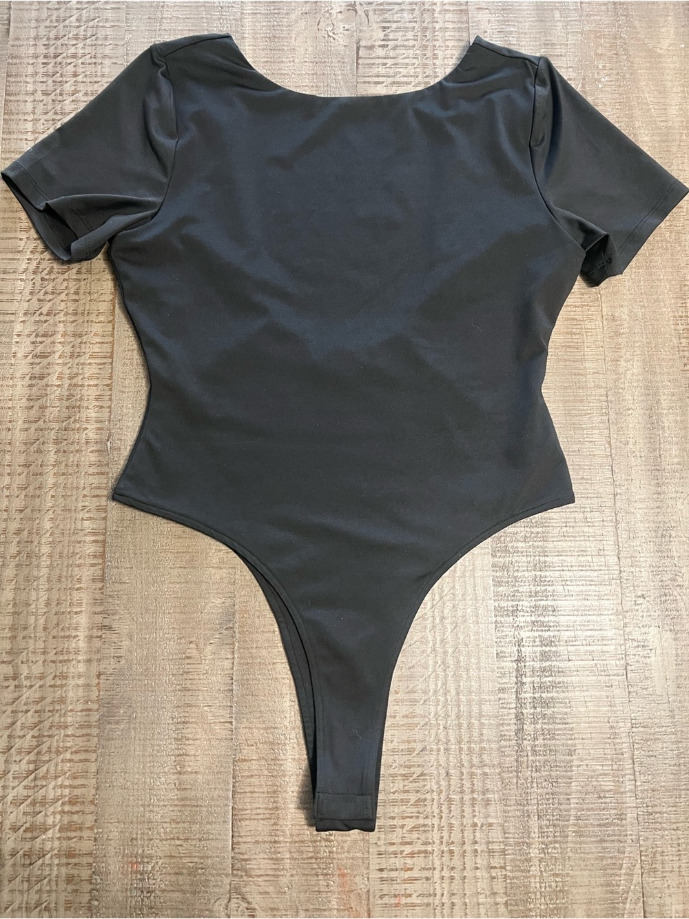 GREY LAB Black Short-Sleeve Open Back Bodysuit